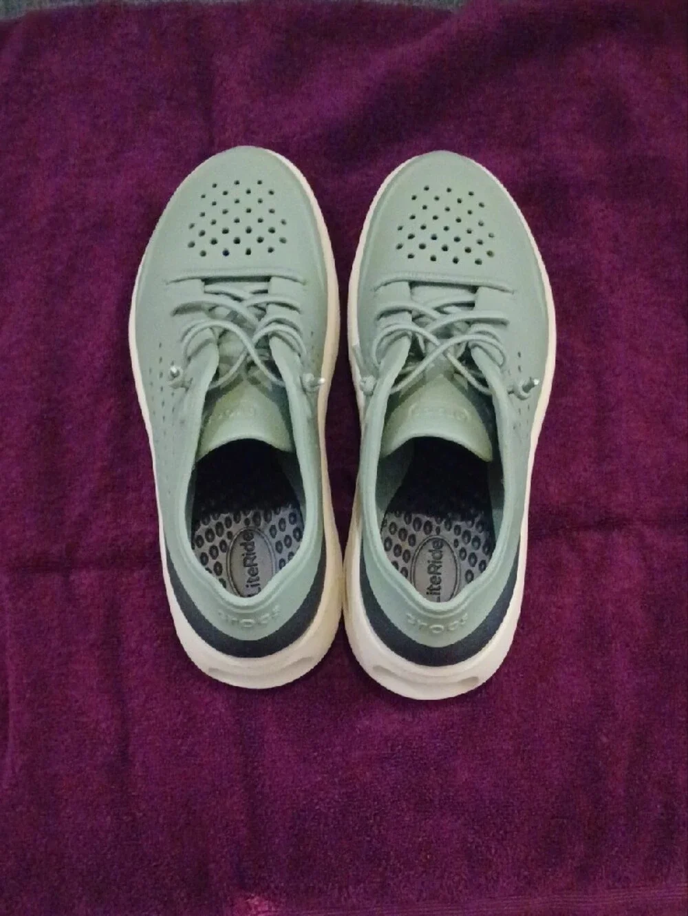 Unisex CROCS Women's/Men's Lace-Up Sneakers in Sage